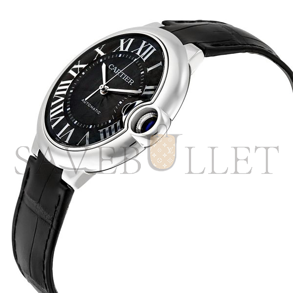 CARTIER BALLON BLEU SERIES BLACK LEATHER STRAP 42MM WATCH WSBB0003